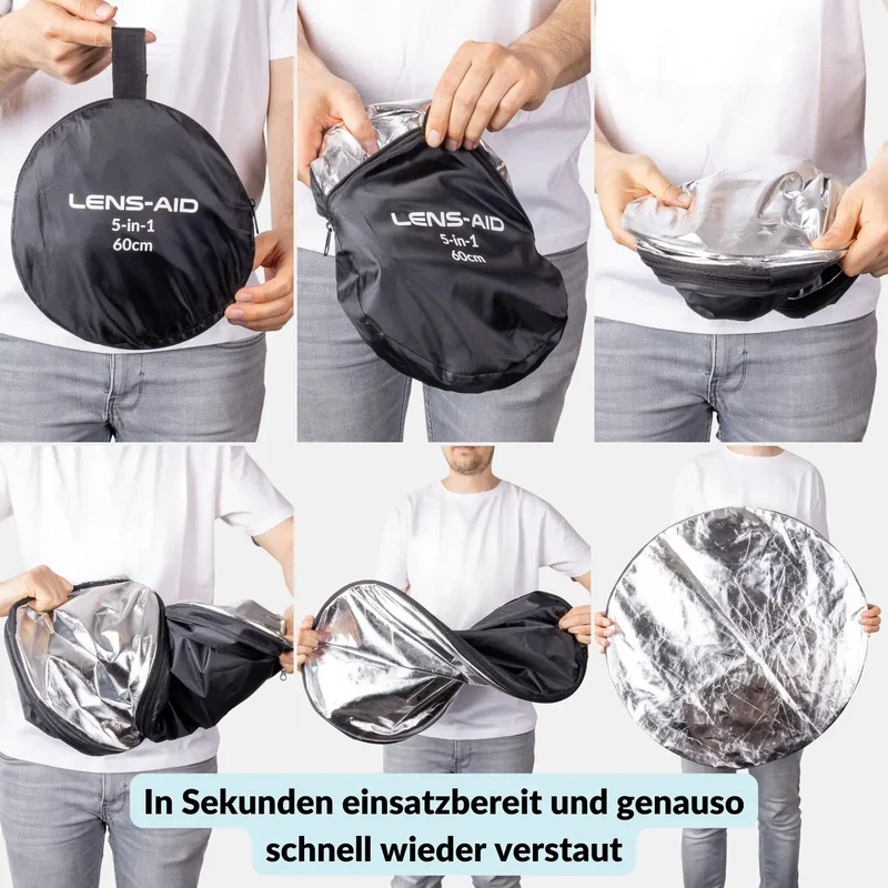 5-in-1-Faltreflektor für Porträtfotografie, Produktfotos uvm.