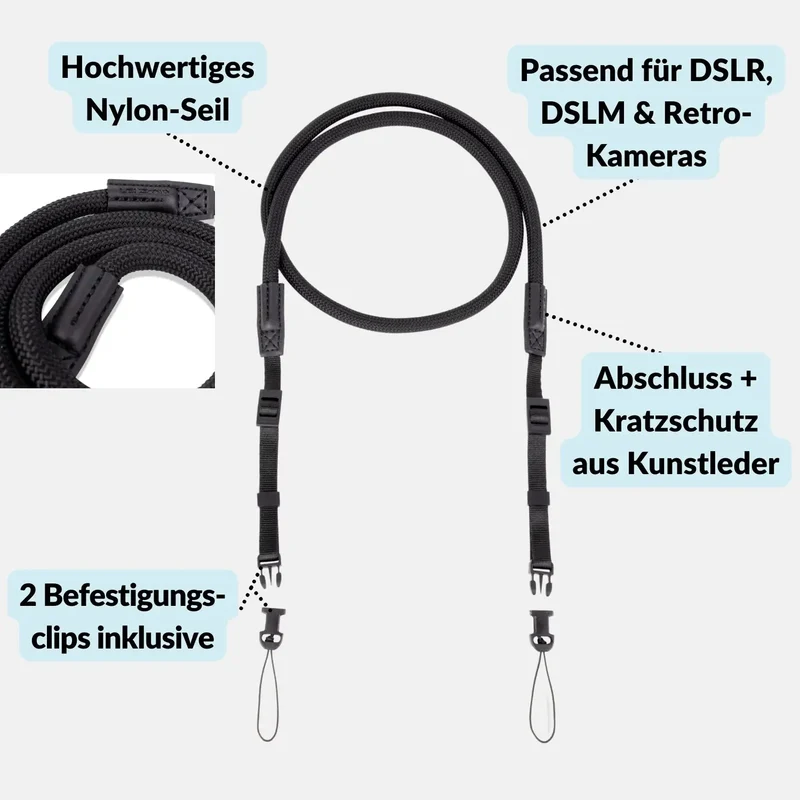 Kamera-Seilgurt ohne Ring für schmale Ösen