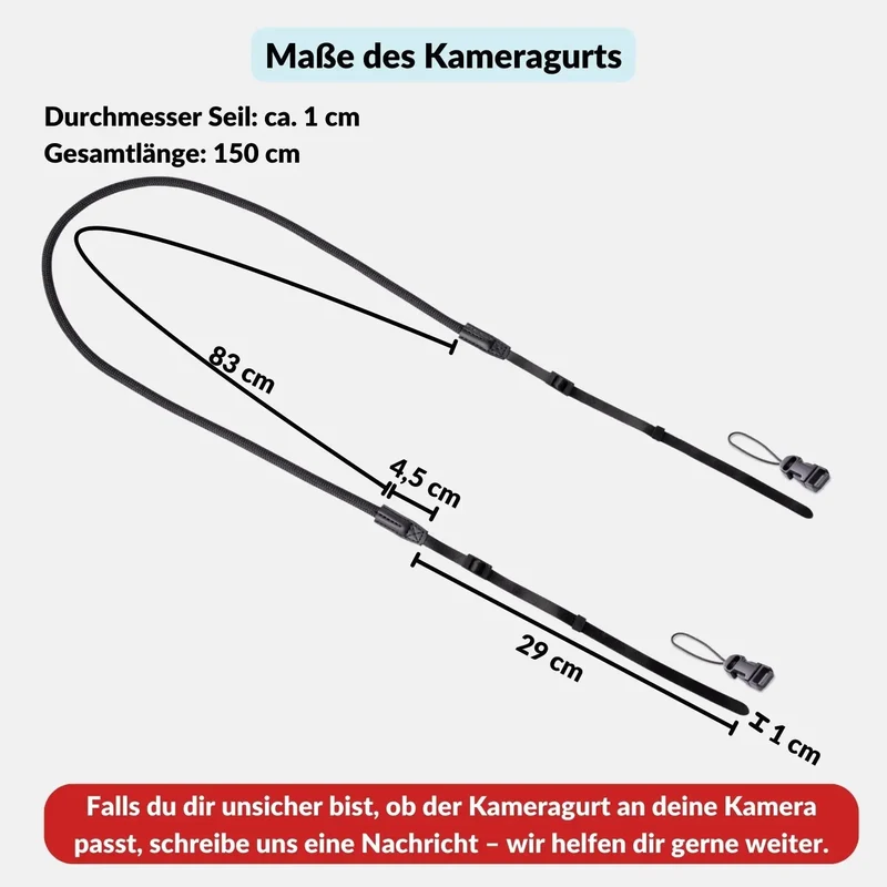 Kamera-Seilgurt ohne Ring für schmale Ösen