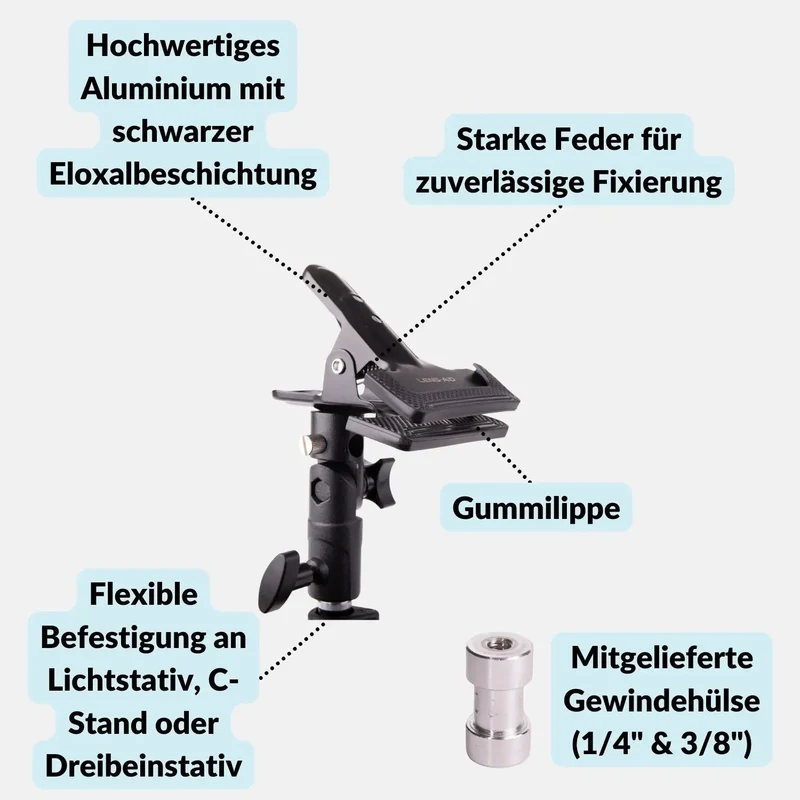Reflektor-Klemme aus Metall für Faltreflektor & Fotohintergrund