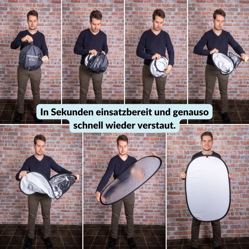 2-in-1 Faltreflektor (60x90cm) mit Tasche fürs Fotostudio & Outdoor