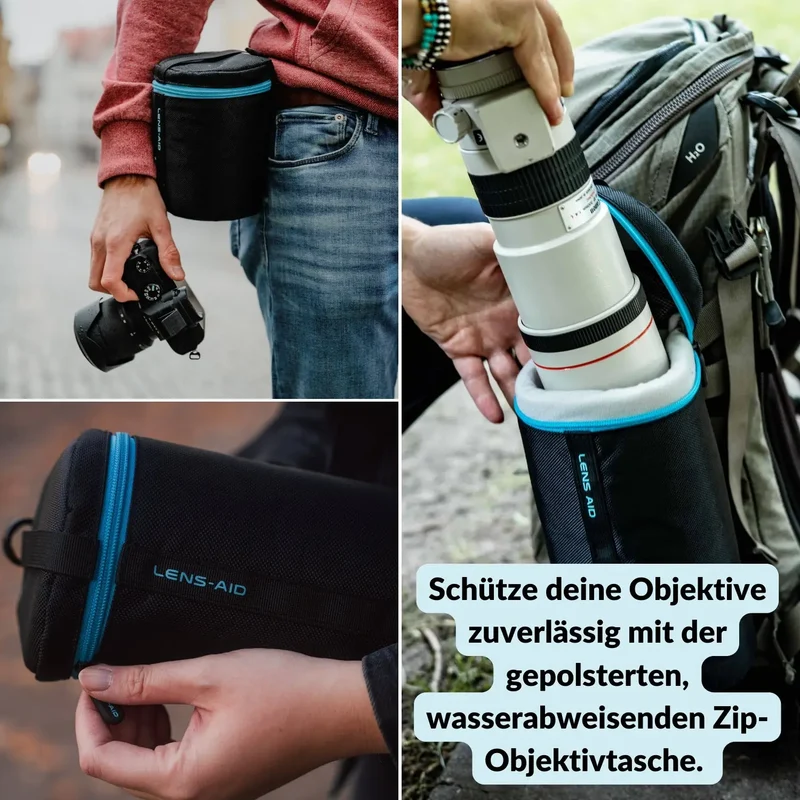 Objektivtasche gepolstert wasserabweisend mit Fleece-Futter