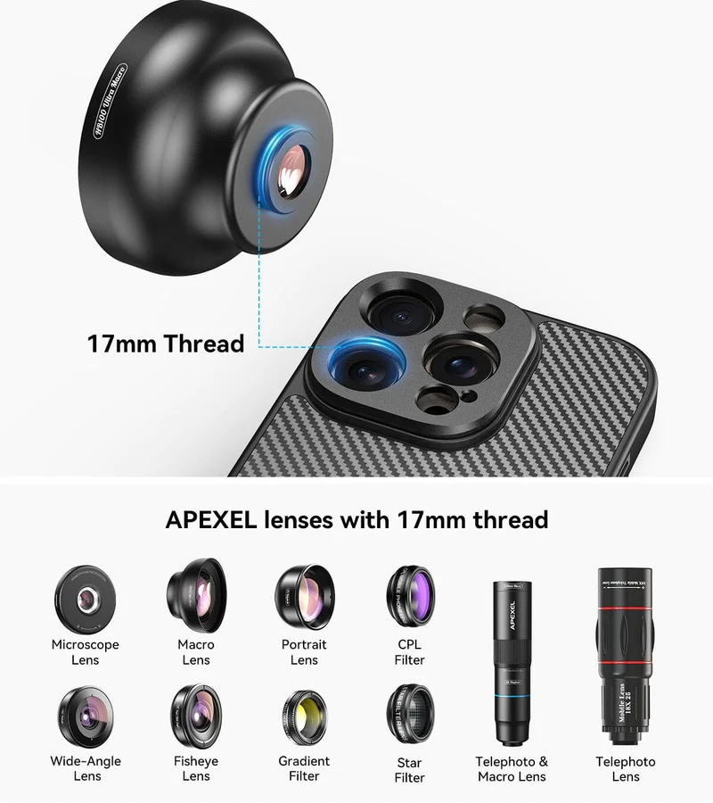APEXEL Kamerahülle für iPhone/Samsung