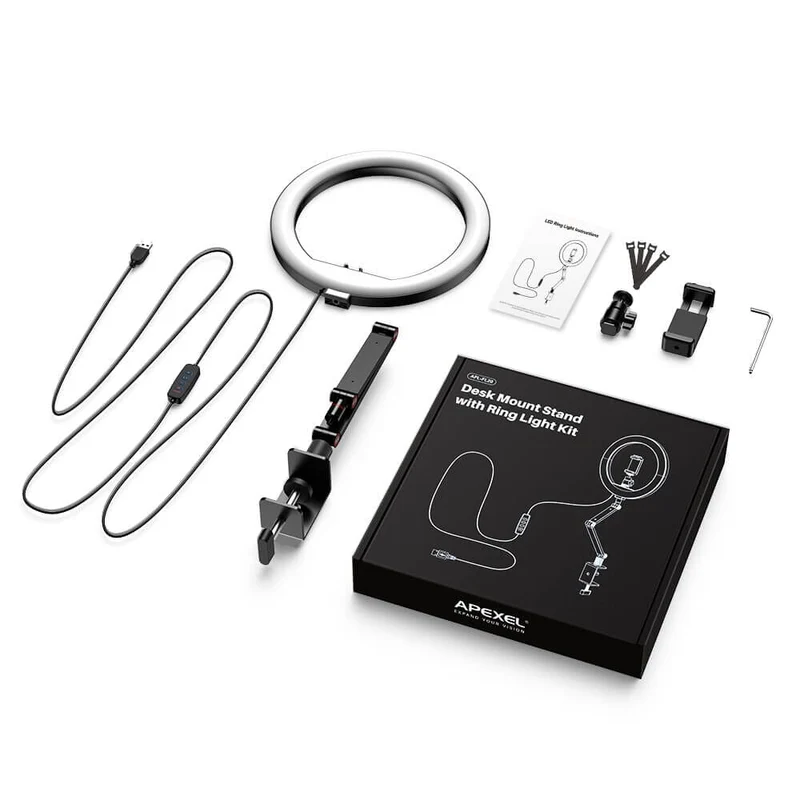 FL20 10-Zoll-Ringlicht, faltbar, tragbar, mit Ständer und Telefonhalter