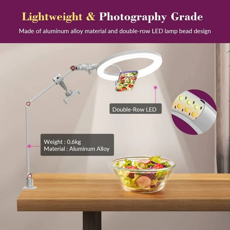 FL20 10-Zoll-Ringlicht, faltbar, tragbar, mit Ständer und Telefonhalter