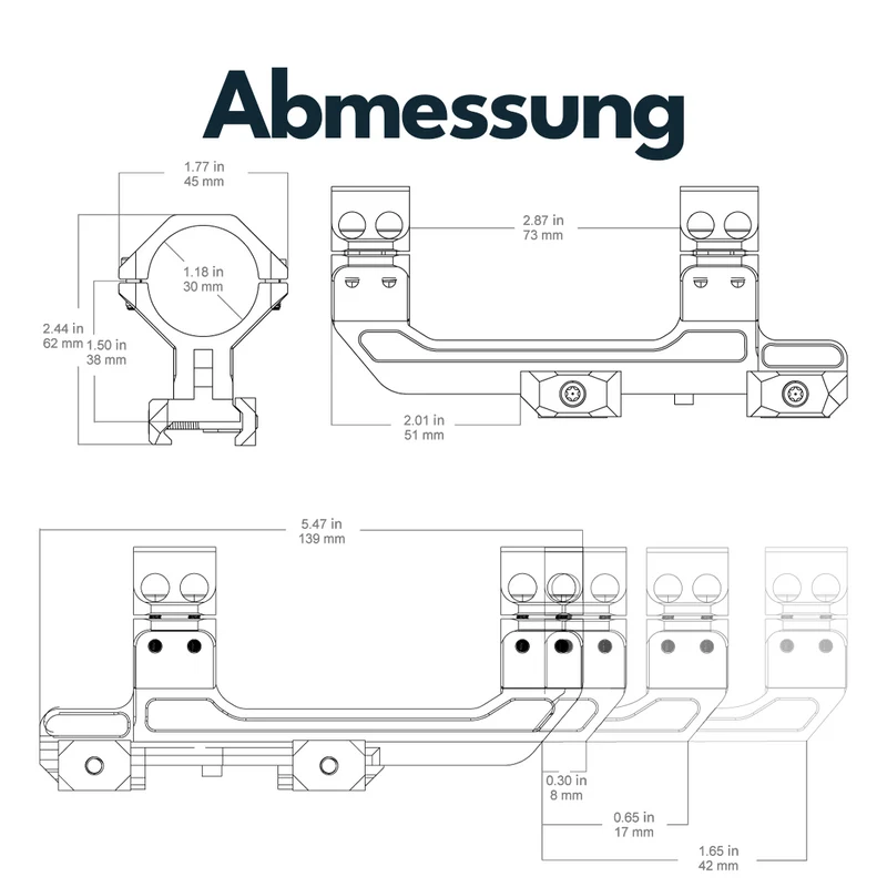 Vector Optics XASR-3037 Verstellbare Extended X-Akku Blockmontage für 30mm Tubus h=38mm