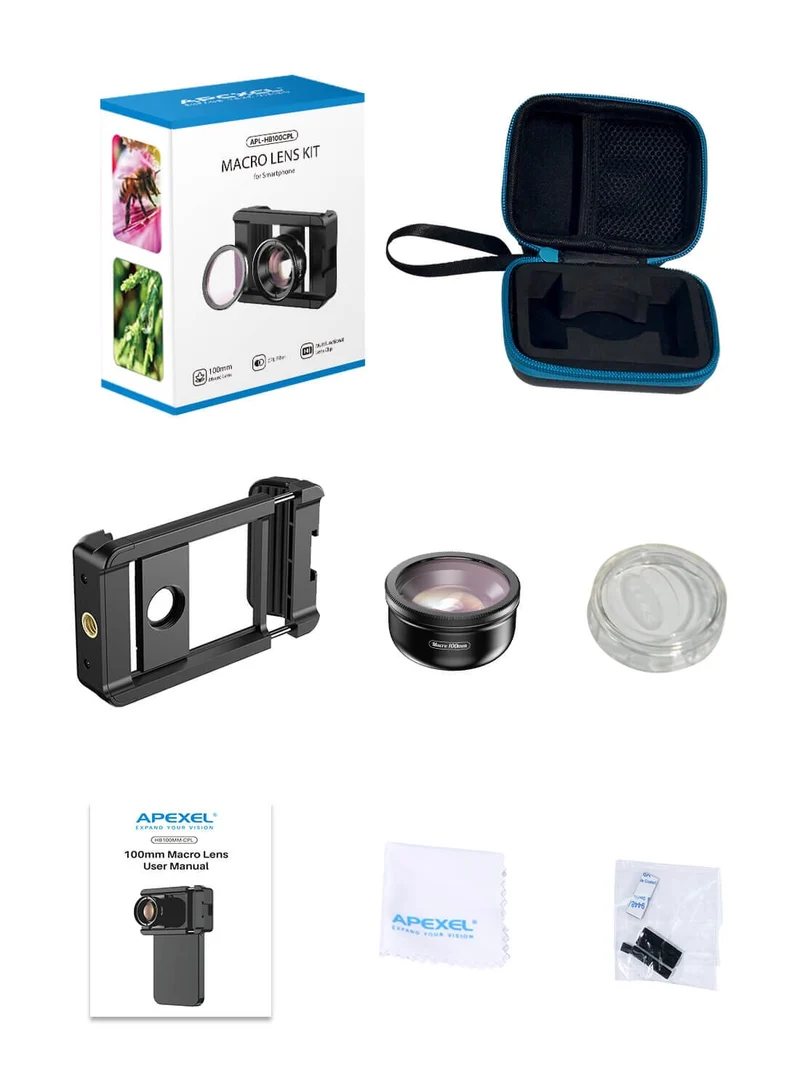 100-mm-Makroobjektiv-CPL-Kit mit Multifunktionsclip