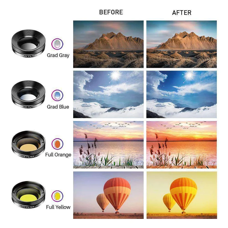 11-in-1-Objektiv-Set mit optischem Filter für Handykameras