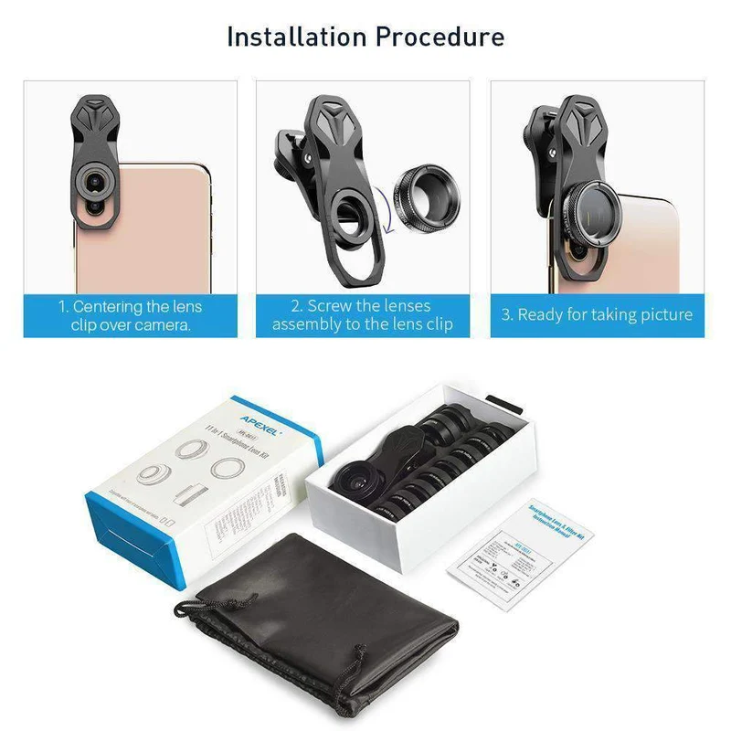 11-in-1-Objektiv-Set mit optischem Filter für Handykameras