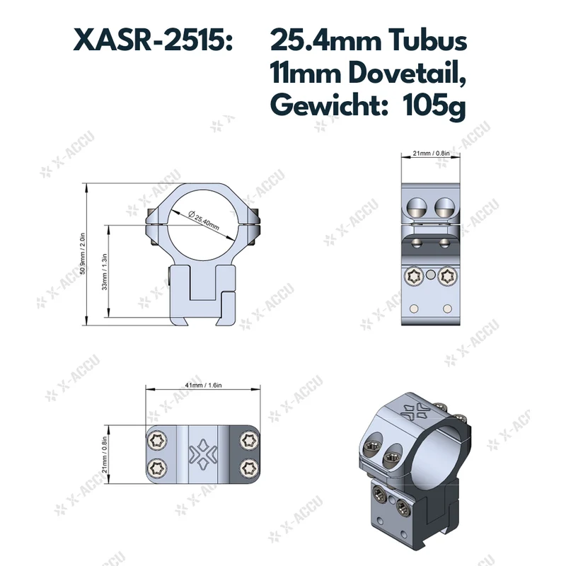 Vector Optics höhenverstellbare Montage für 25,4mm, 30mm & 34mm Tubus und 11mm / 21mm Schiene