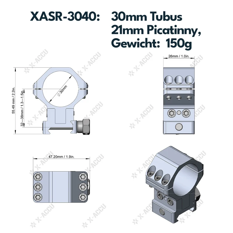Vector Optics höhenverstellbare Montage für 25,4mm, 30mm & 34mm Tubus und 11mm / 21mm Schiene
