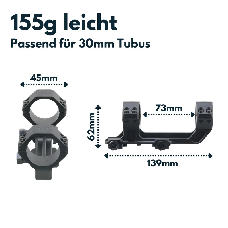 Vector Optics XASR-3031 X-Accu Blockmontage für 30mm Tubus, 21mm ext. Picatinny for AR, h=38mm