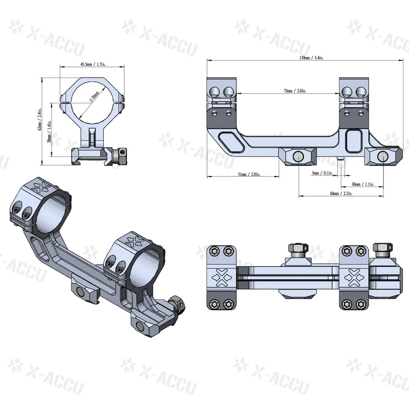 Vector Optics XASR-3031 X-Accu Blockmontage für 30mm Tubus, 21mm ext. Picatinny for AR, h=38mm