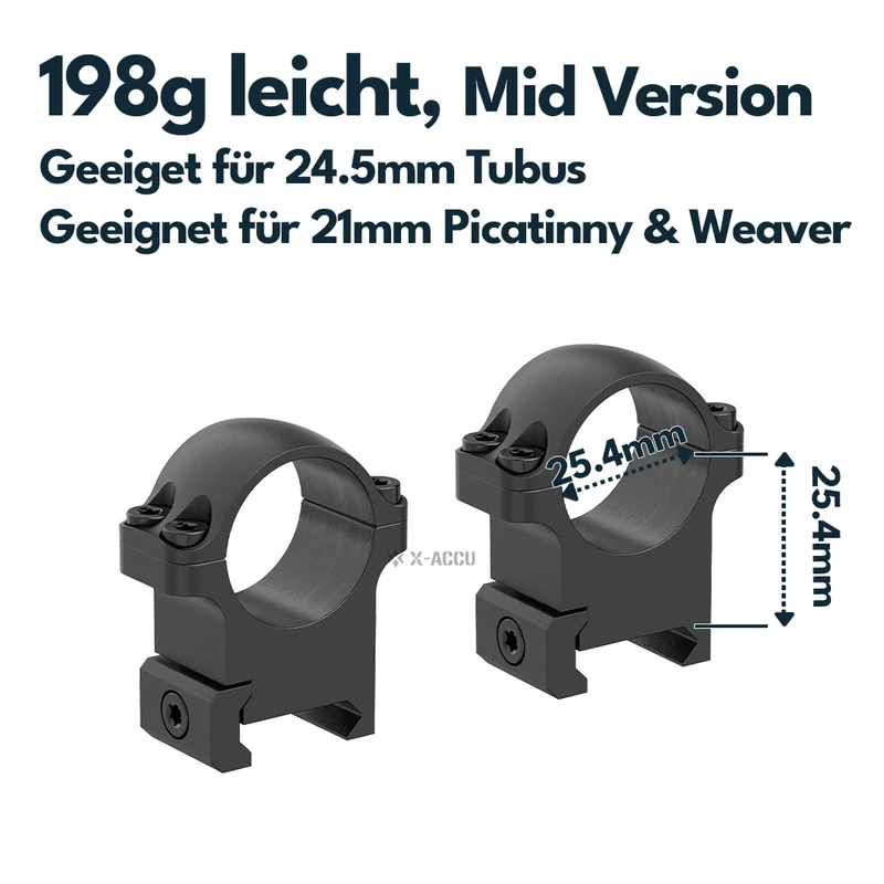 Vector Optics XASR-S01 X-Accu Stahl-Montage für 25,4mm Tubus und 21mm Picatinny/Weaver in verschiedenen Höhen