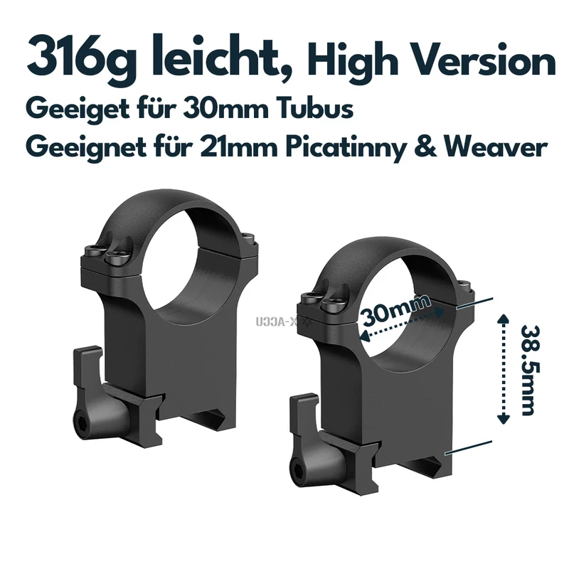 Vector Optics Stahl-Schnellmontage für 30mm Tubus, 21mm Picatinny/Weaver in verschiedenen Höhen