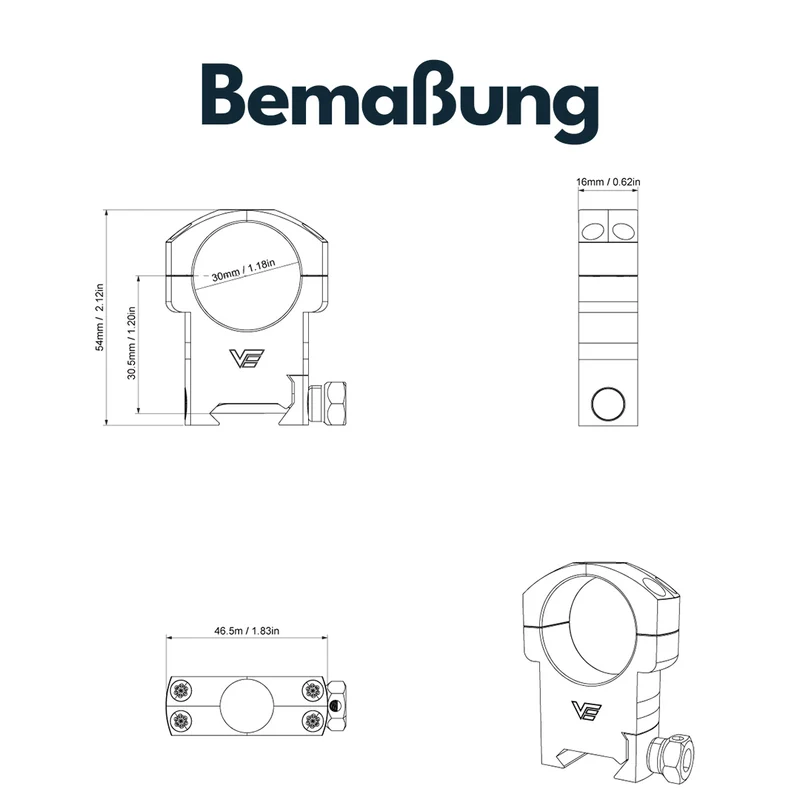Vector Optics SCTM-08 Montage für 30mm Tubus, 21mm Picatinny, h=31mm