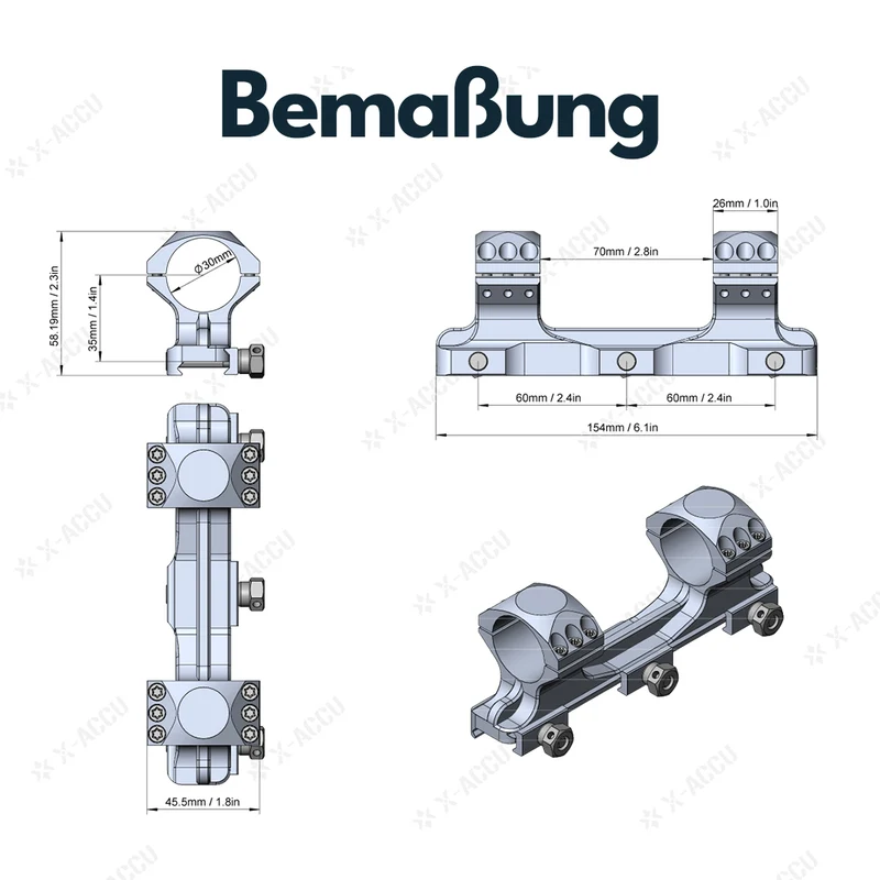 Vector Optics XASR-3013 X-Accu Blockmontage für 30mm Tubus, 21mm Picatinny, 20 MOA Vorneigung h= 35mm