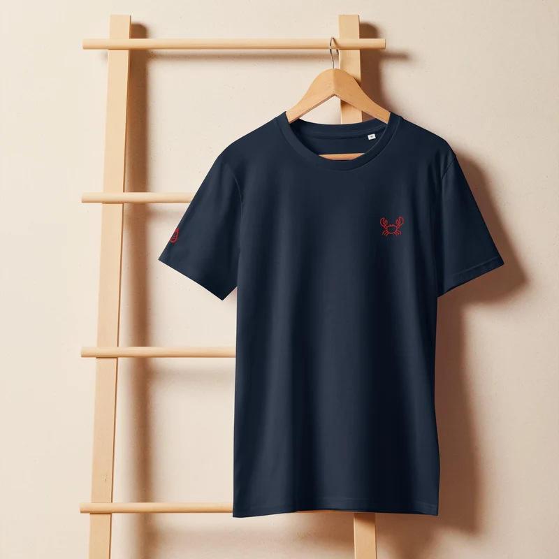 Krabbe - Unisex Bio-T-Shirt (hochwertige Stickerei)