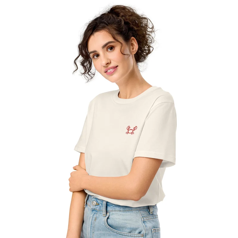 Krabbe - Unisex Bio-T-Shirt (hochwertige Stickerei)