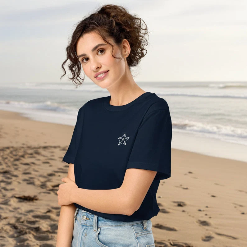 Seestern - Unisex Bio-T-Shirt (hochwertige Stickerei)