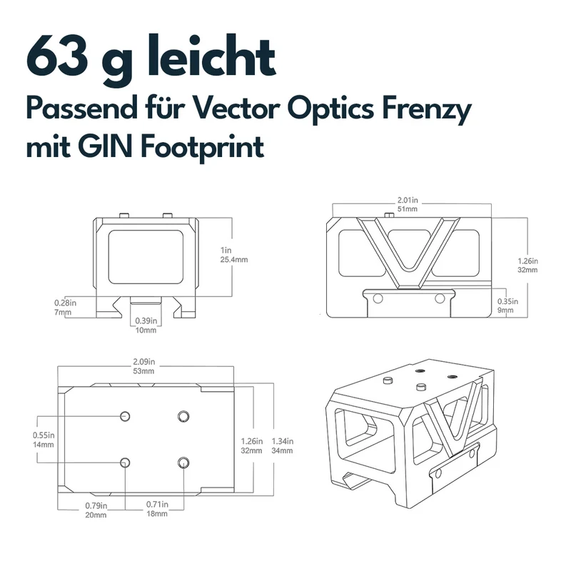 Vector Optics SCFRM-24 GIN (RTS) Footprint Riser Montage h=32mm