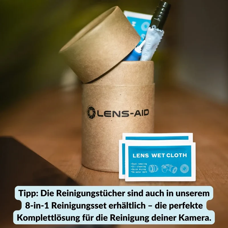 20 Feuchte Reinigungstücher für Objektivlinsen, Handydisplay & Brille