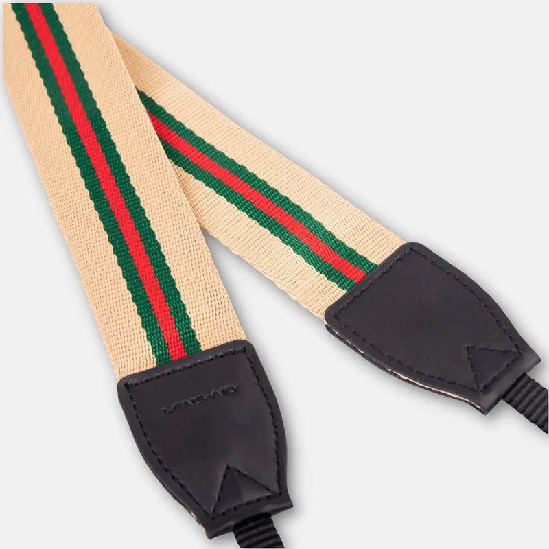 Kameragurt aus Leinen im Streifen-Design 80–120 cm