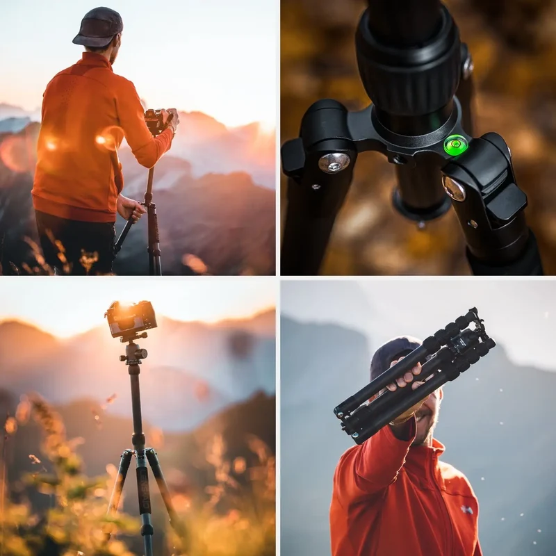 Carbon Reisestativ 160cm, 4-in-1 bis 8kg mit 360° Kugelkopf – leicht & kompakt