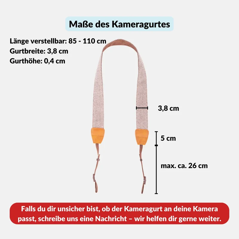 Kameragurt Inka - modischer Tragegurt, 85-110cm verstellbar