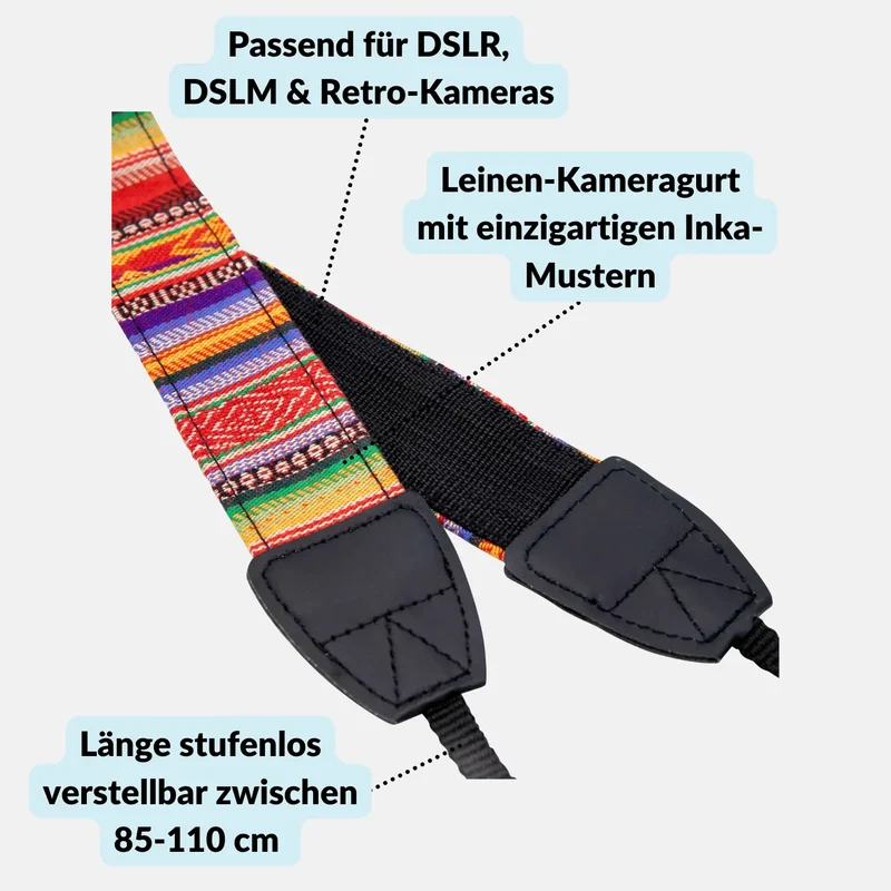 Kameragurt Inka - modischer Tragegurt, 85-110cm verstellbar
