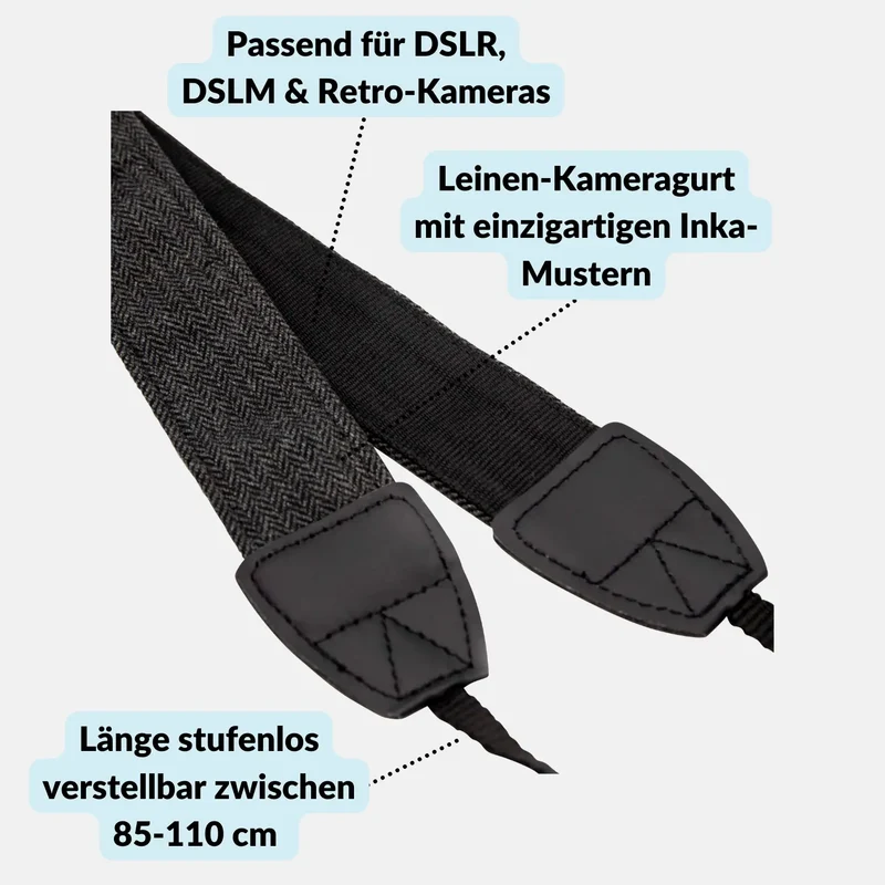 Kameragurt Inka - modischer Tragegurt, 85-110cm verstellbar