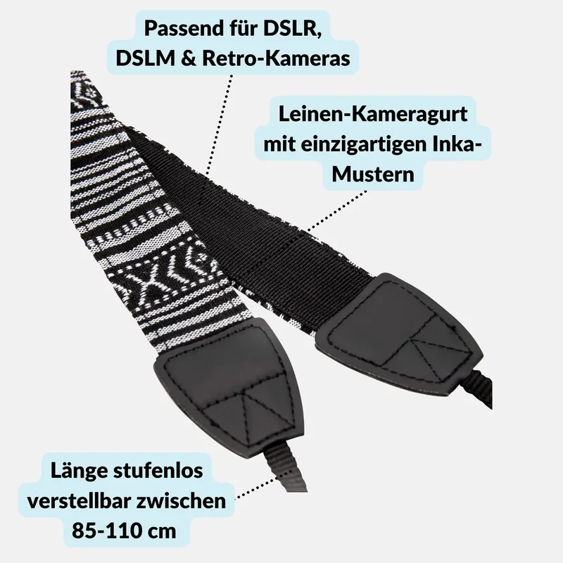 Kameragurt Inka - modischer Tragegurt, 85-110cm verstellbar