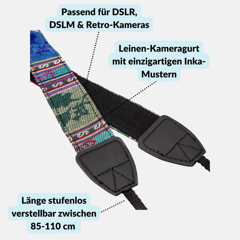 Kameragurt Inka - modischer Tragegurt, 85-110cm verstellbar