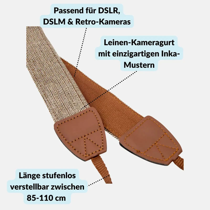 Kameragurt Inka - modischer Tragegurt, 85-110cm verstellbar