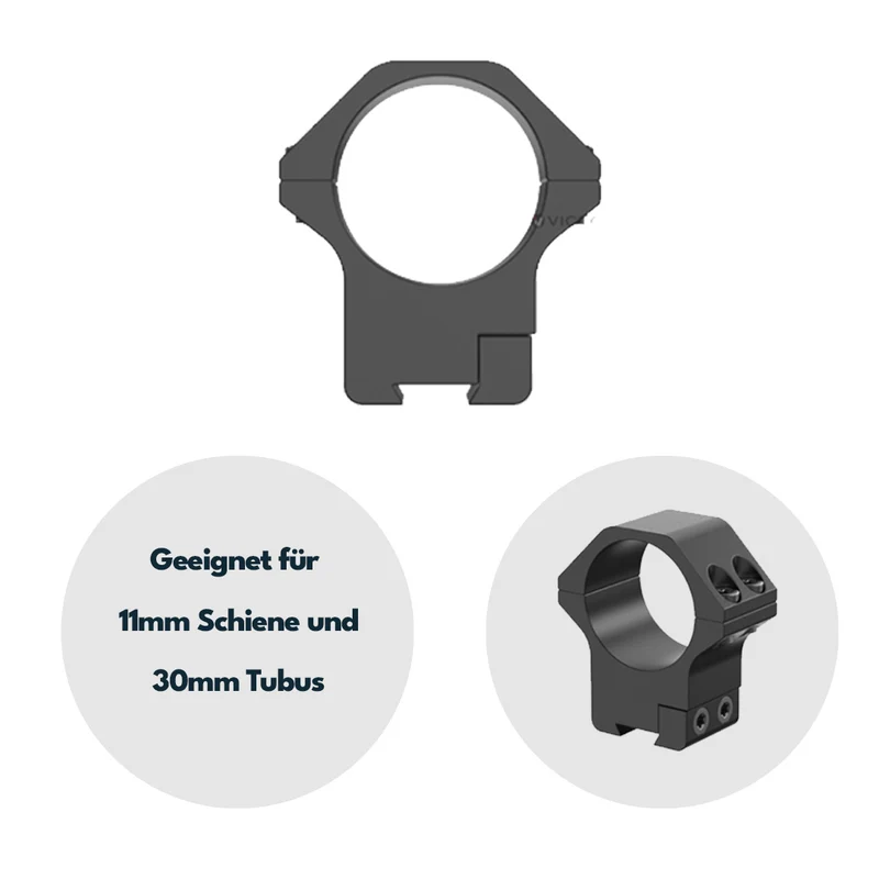Victoptics Montageringe aus Aluminium für 11mm Schiene und 30mm Tubus in verschiedenen Höhen