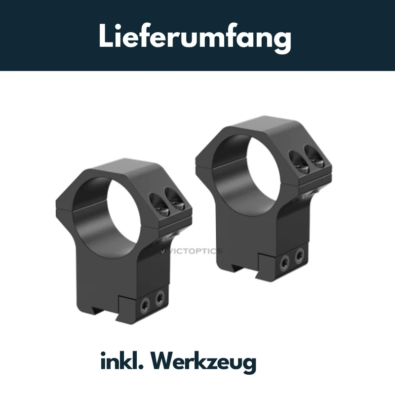 Victoptics Montageringe aus Aluminium für 11mm Schiene und 30mm Tubus in verschiedenen Höhen