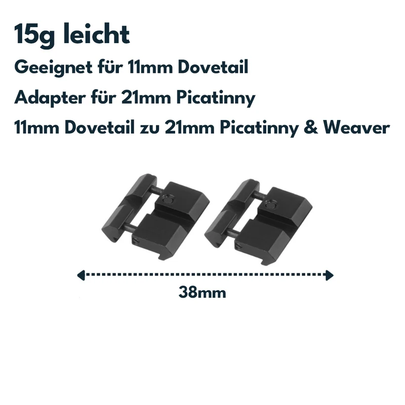 Vector Optics SCRA-06B Adapter von 11mm Dovetail zu 21mm Weaver, l=38mm (2Stk)