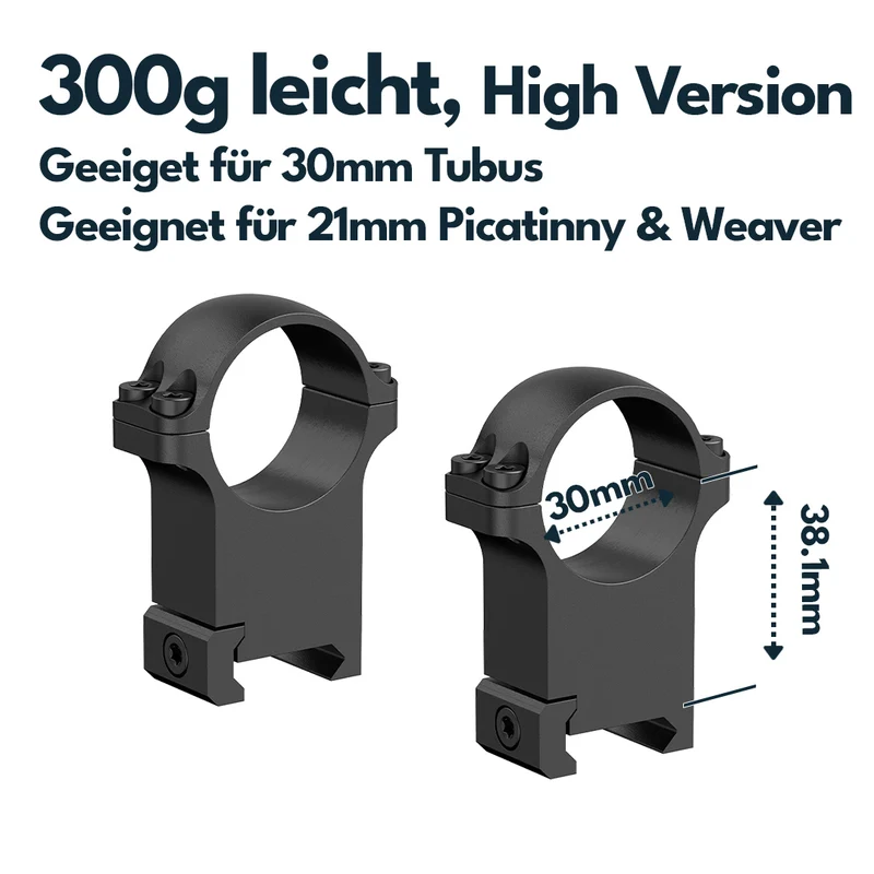 Vector Optics Stahl-Montage für 30mm Tubus, 21mm Picatinny/Weaver in verschiedenen Höhen