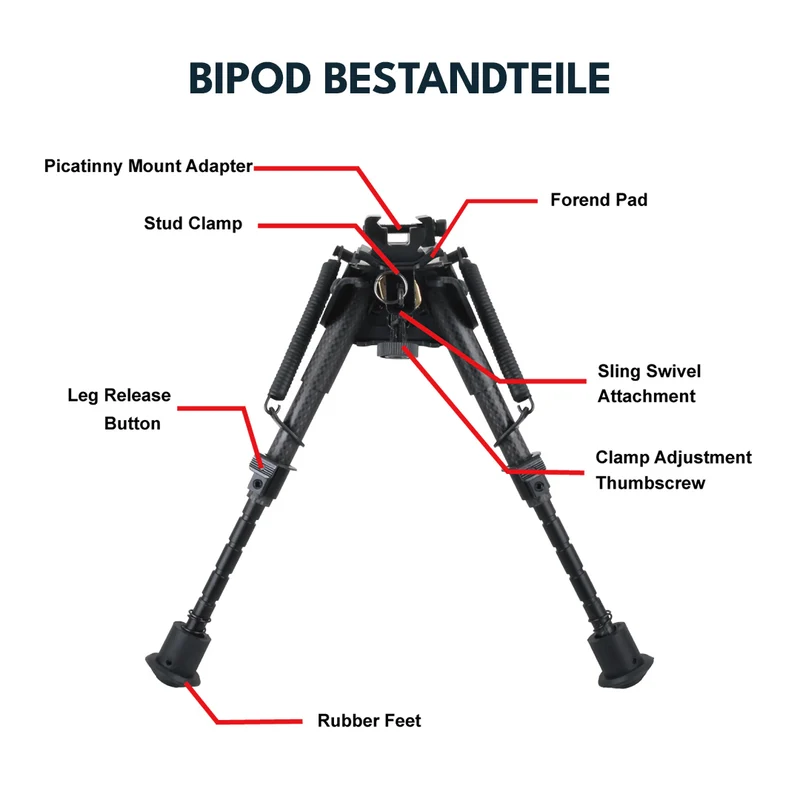 Vector Optics Rokstad Swivel Bipod aus Kohlenstoff und Aluminium in verschiedenen Höhen