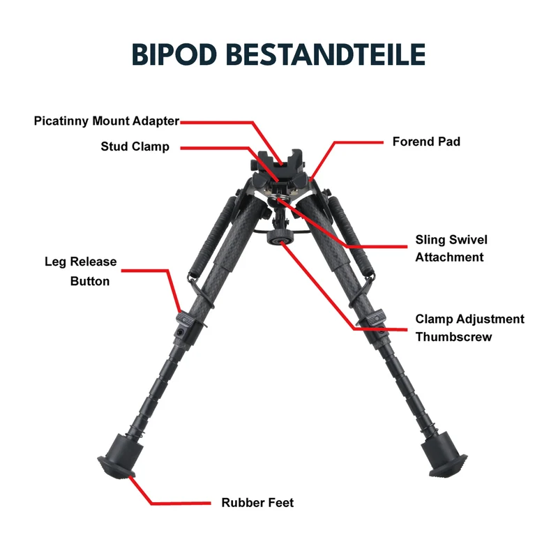 Vector Optics Rokstad Bipod aus Kohlenstoff und Aluminium in verschiedenen Höhen
