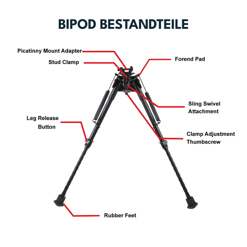 Vector Optics Rokstad Swivel Bipod aus Aluminium in verschiedenen Höhen