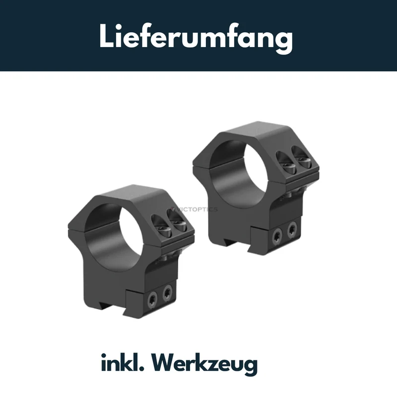 Victoptics Montageringe aus Aluminium für 11mm Schiene und 25,4mm Tubus in verschiedenen Höhen