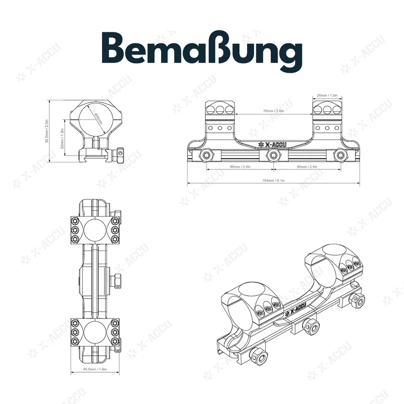 Vector Optics XASR-3010 X-Accu Blockmontage für 30mm Tubus, 21mm Picatinny, h= 32mm