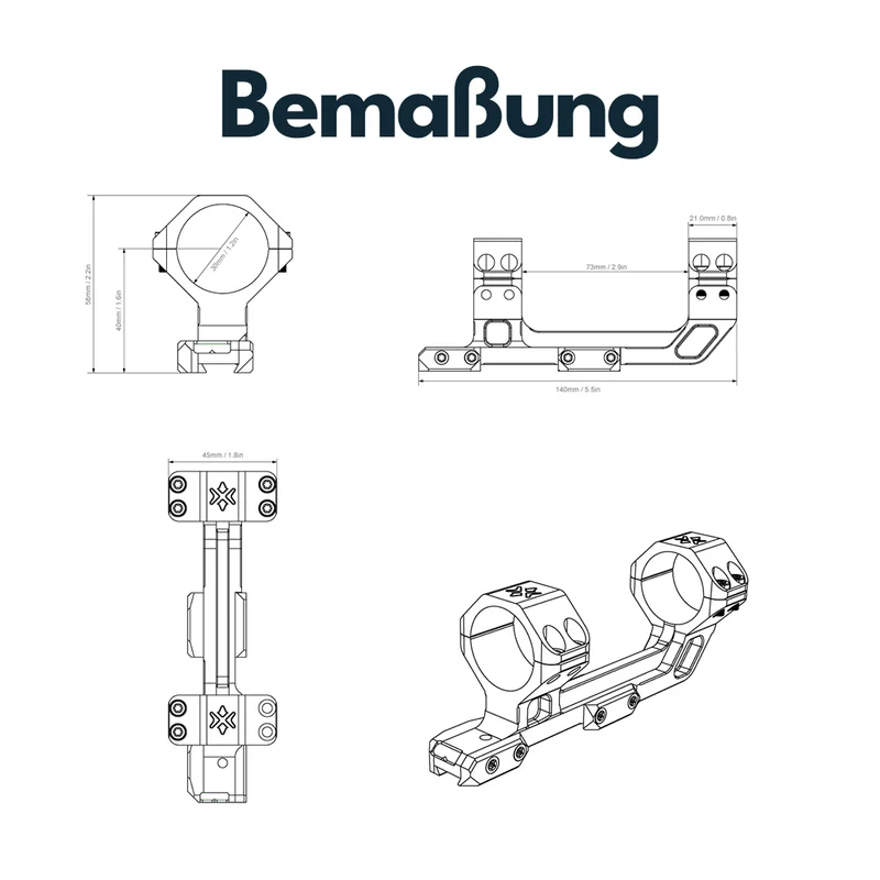 Vector Optics SCACD-25 Blockmontage mit eingebauter Wasserwaage für 11mm Schiene