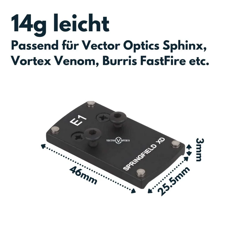 Vector Optics SCRDM-05 Springfield XD Montage für Reflexvisiere mit TEK (Docter Sight) Footprint