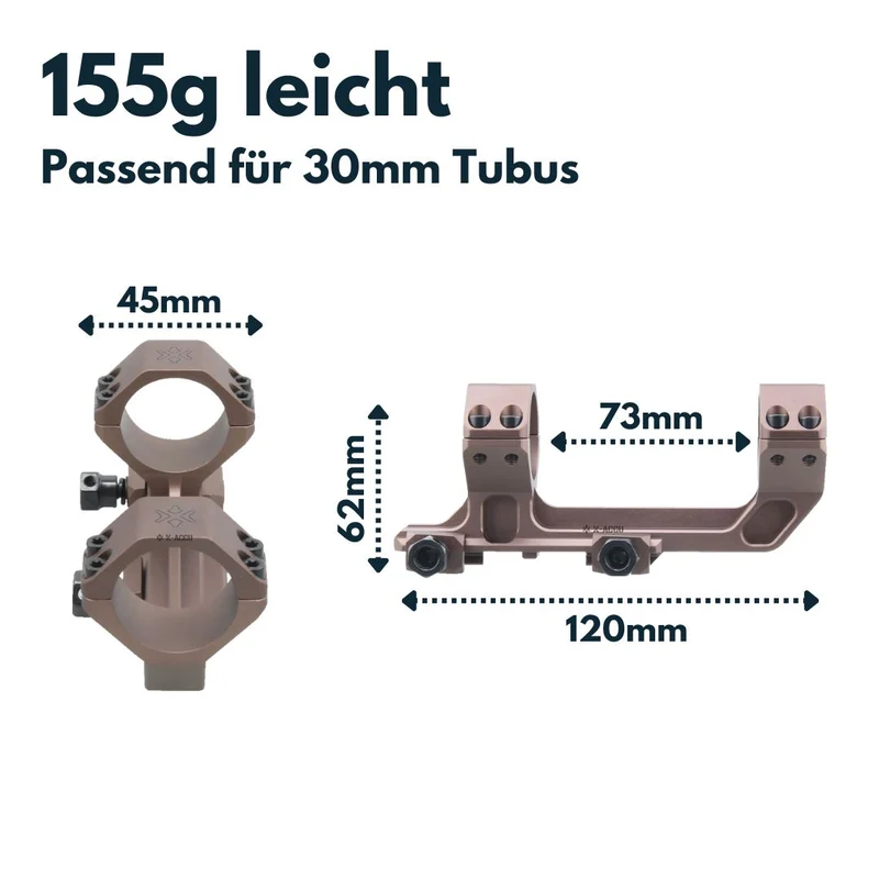 Vector Optics XASR-3035 X-Accu Blockmontage für 30mm Tubus, 21mm ext. Picatinny for AR, h=38mm FDE