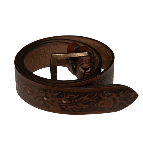 Ledergürtel 4 cm, braun, mit Prägung