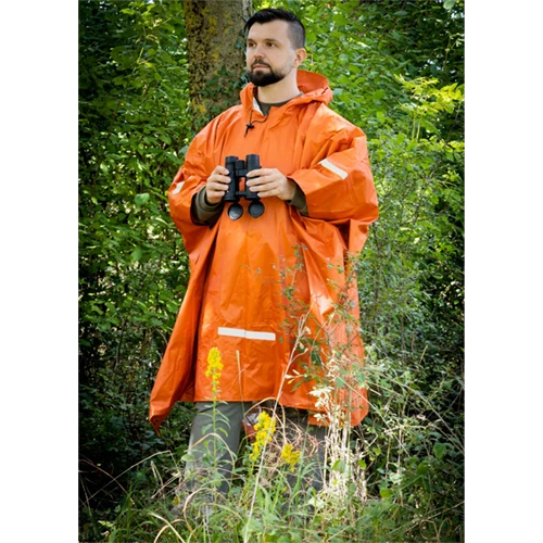 Jagdponcho, mit Kapuze, Orange Reflektor
