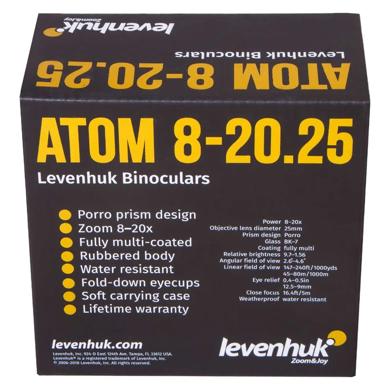 Prismáticos Levenhuk Atom 8–20x25