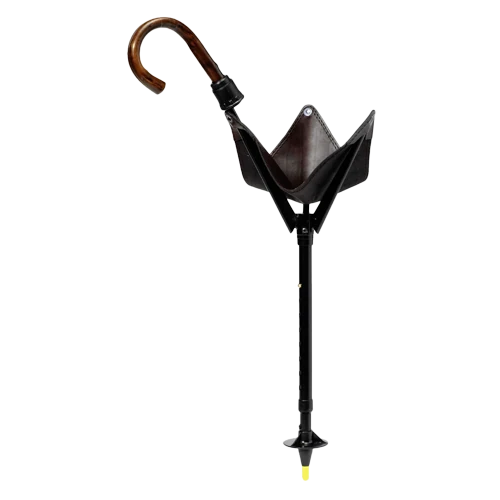 Jagdsitzstock mit Ledersitz, Verst.Met.